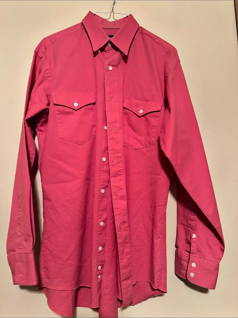 Wrangler Cowboy Cut Regular Fit Long Sleeve Western Shirt Pink Western Shirt XL